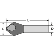 Kegel-und Entgratsenker HSS-E WN 90° 2-5mm mit Querloch, L=45mm TiN